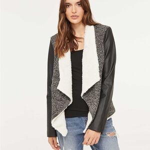 Ardene Faux Leather & Sherpa Open Front Jacket | Size M